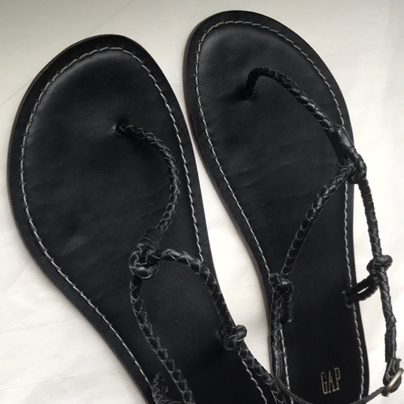 Gap Black Leather braided thong sandals - Picture 4 of 6